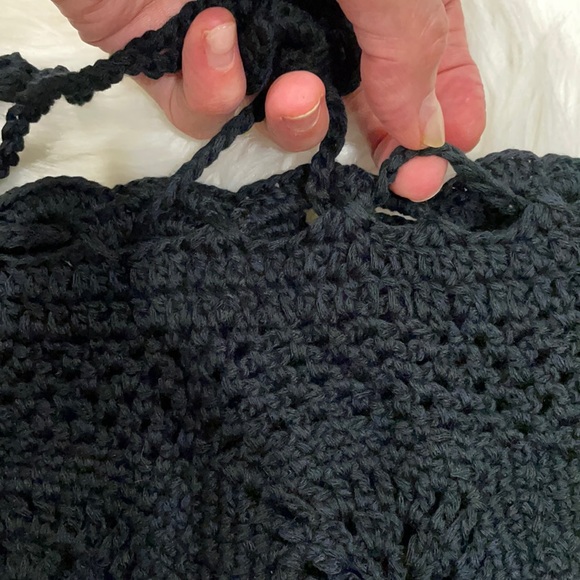 NWT S itty booty crochet drawstring shorts hipster BLACK swim beach - Picture 6 of 15